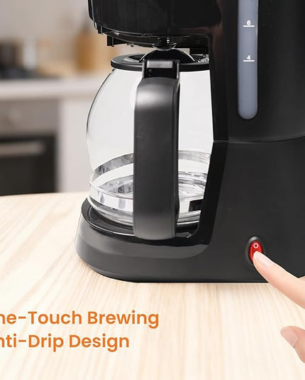 12-Cup Coffee Maker, 1.5L Drip Coffee Machine with One-Touch Brewing, Glass Carafe, Anti-Drip System, Reusable Filter, Easy-to-Use Home & Office Coffee Brewer