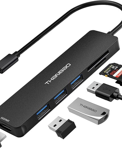 USB C Hub Multiport Adapter USB C Dongle for MacBook Pro, 7 in 1 Dongle USB-C to HDMI, 3 USB 3.0 Ports, SD/TF Card Reader Compatible for MacBook Pro, XPS More Type C Devices