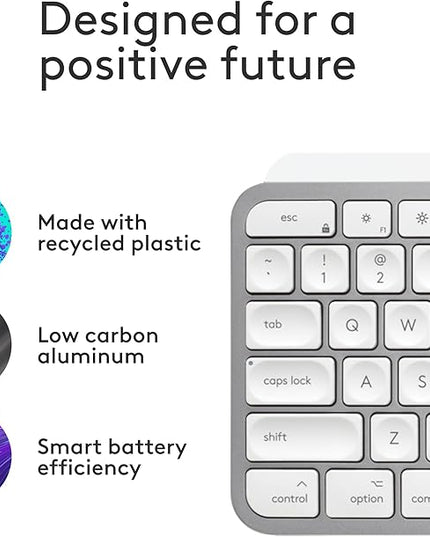 Logitech MX Keys S for Mac, Wireless Keyboard, Fluid, Precise Laptop-Like Typing, Programmable Keys, Backlit, Bluetooth USB C Rechargeable for MacBook Pro, MacBook Air, iMac, iPad - Pale Grey