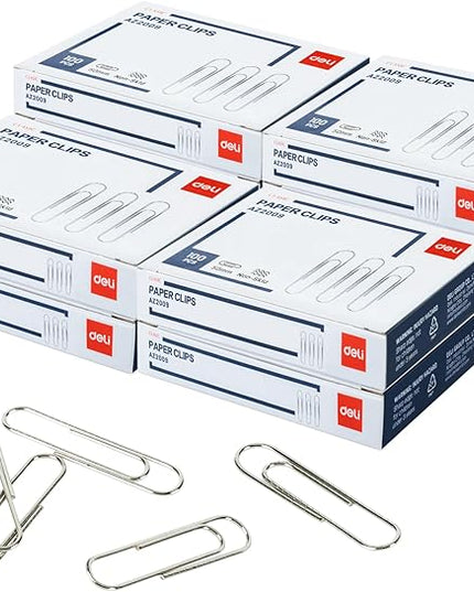 Deli Jumbo Paper Clips Nonskid, 1000 Large Paper Clips, 10 Boxes of 100 Each, Silver