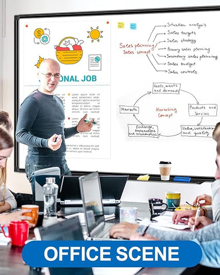 H-Qprobd Large Magnetic White Board Dry Erase Whiteboard with Black Aluminum Frame, 60"X40" Hanging White Boards for Wall with Long Pen Tray, Presentation Board for Office Classroom Home