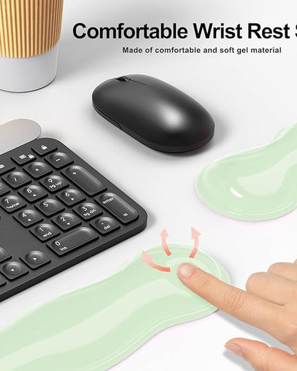 Gel Keyboard and Mouse Wrist Rest Set, Comfort Ergonomic Wrist Support, for Wrist Pain Relief, Computer Keyboard Wrist Rest (Green)