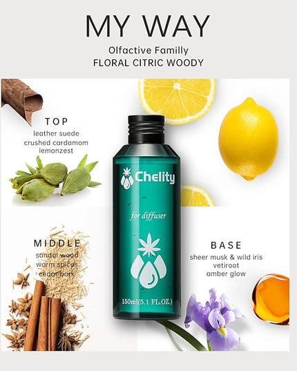Chelity Hotel Diffuser Oil,5.1Fl Oz (150ml),Home Luxury Aroma & Hotel Fragrance Diffuser Oils-Hotel Diffuser Oil for Aromatherapy, Compatible with Waterless Ultrasonic Diffusers (5.1, My Way)