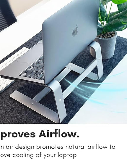 Macally Aluminum Laptop Stand for Desk - Works with All MacBook/Pro/Air & Laptops Between 10” to 17.3” - Sleek and Sturdy Laptop Riser - (ASTANDSG), Space Gray