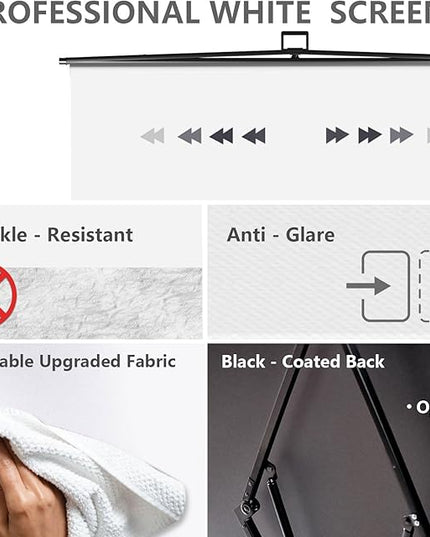 【Easy Set Up】 RAUBAY 59.8 x 82.7in Collapsible White Backdrop Screen Portable Retractable Panel Photo Background with Stand for Video Conference, Photographic Studio, Streaming