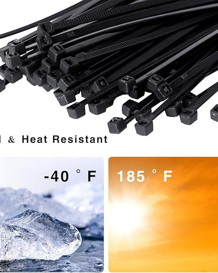 Zip Ties 12 inch, 1000 Pack Black Zip Ties, Self-Locking Nylon Cable Ties with 50 lb Tensile Strength,Wire Ties for indoor and outdoor use.