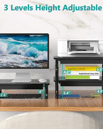 Laptop/Monitor Stand, Tablet Screen, Sturdy Metal Printer Laptop Stand, Adjustable Height with Storage Drawer, Suitable for Monitors/laptops/Tablets.