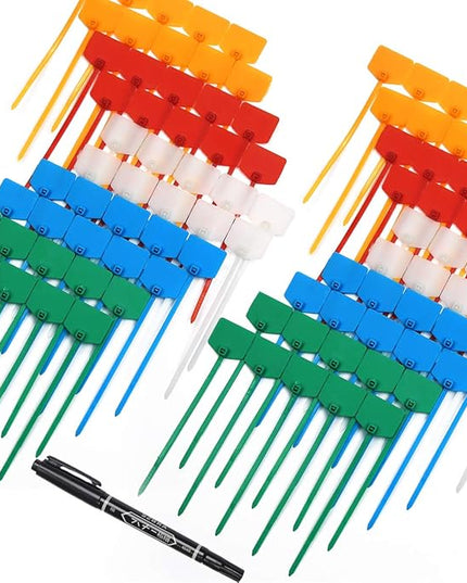 AMPCOM Nylon Cable Zip Ties with Marker, Self-Locking Written-on Cable Mark Ties 4.72 in - 5 Colors/ 100PCS