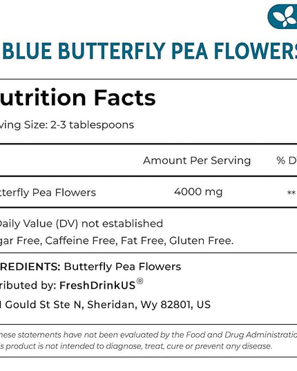 FreshDrinkUS, Premium 8oz Blue Butterfly Pea Flowers Dried – Premium Whole Flower Herbal Tea – Vibrant Blue Natural Color – Caffeine-Free Loose Flower Tea. Vegan