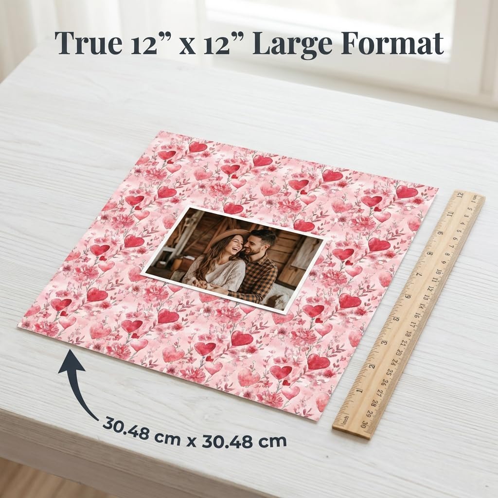 Valentine Scrapbook Paper 12x12 Inch, 24 Sheets Double Sided 160gsm Cardstock Pad, Acid Free Vintage Patterned Craft Paper for Card Making, Valentines Day DIY Gifts & Love Scrapbooking Supplies