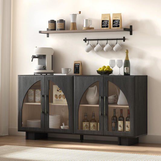 JOINICE 63” Sideboard Buffet Cabinet with Storage for Dining Room,Black