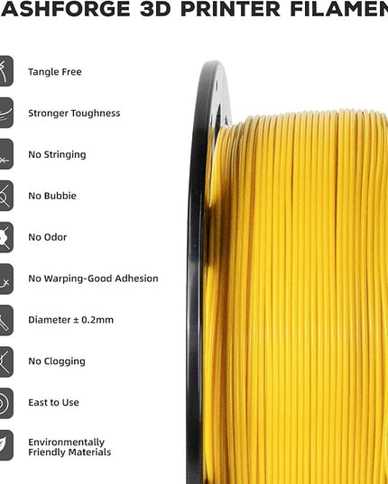 FLASHFORGE PLA Filament 1.75mm, 3D Printer Filament 1kg (2.2lbs) Spool, Dimensional Accuracy +/- 0.02mm, 3D Printing Filament Easy to Use and Fits for Most FDM 3D Printers (Yellow)