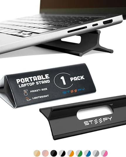 Steepy Portable Laptop Stand for Desk – Adjustable Height, & Portable Laptop Holder – Ergonomic Computer Stand for Cooling & Comfort – Slip-Proof, Sturdy Design – Universal Fit for 13-17 Inch Devices