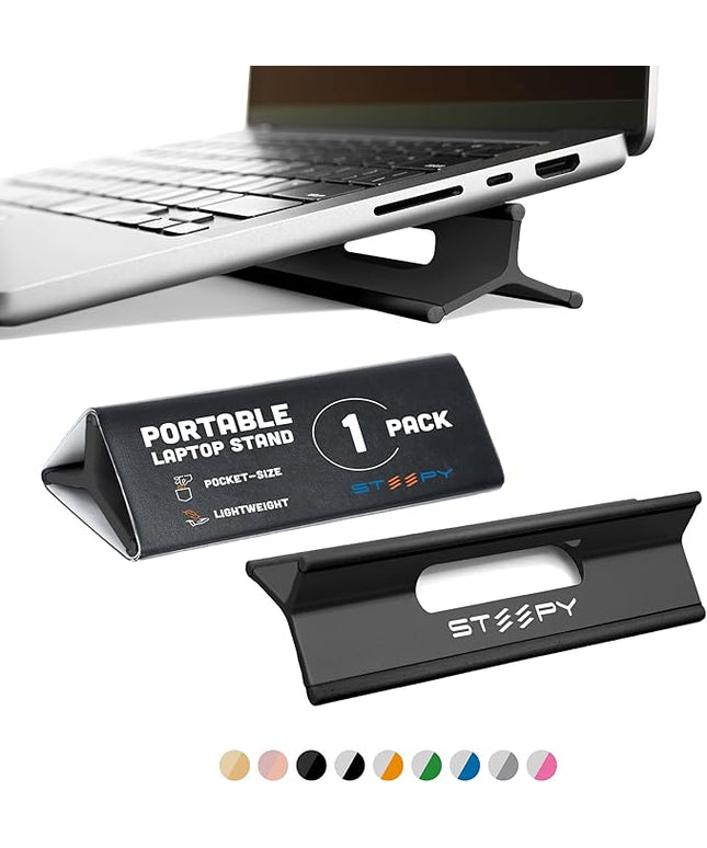 Steepy Portable Laptop Stand for Desk – Adjustable Height, & Portable Laptop Holder – Ergonomic Computer Stand for Cooling & Comfort – Slip-Proof, Sturdy Design – Universal Fit for 13-17 Inch Devices