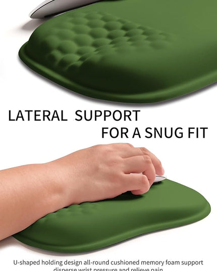 Hokafenle Ergonomic Wrist-Hugging Mouse Pad Wrist Support, U-Shaped Holding Wrist Rest Mousepad for Carpal Tunnel Pain Relief with Cushioned Memory Foam Slope Massage Bulge (10.2x8.3 in,Dill Green)