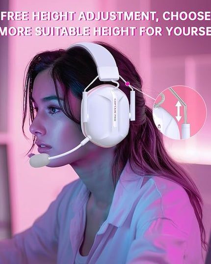 RYR Wireless Gaming Headset for Xbox Series X|S, Xbox One, PC, PS5/4, Mac, Mobile, Switch, 3D Surround Sound, Bluetooth 5.3, 60H Battery, Gaming Headphones with Detachable Noise Canceling Mic-Pink