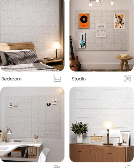 Fluxynara Large Felt Bulletin Board 48" x 36" Cork Board Alternative-12 Pack with 70 Safe Removable Adhesive Tabs, Cork Boards for Walls Cork Board for Home Office Classroom Pin Board-Marble Gray