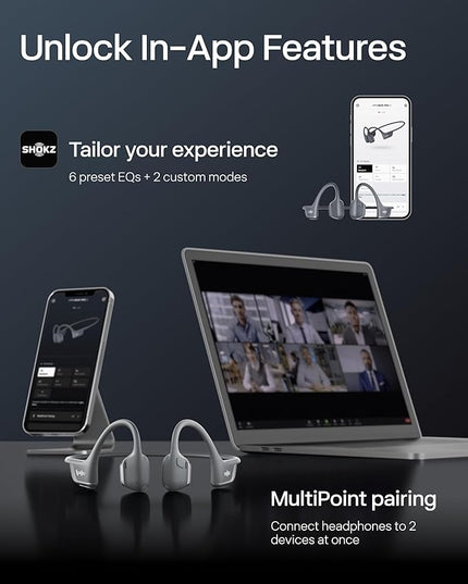 SHOKZ New OpenRun Pro 2 Mini- Open-Ear, Bone Conduction Sport Headphones - with Reflective Strip - Sweat Resistant, Workout Headphones - Secure, Wireless, Comfortable Fit-Deep Bass and Smart Mic App