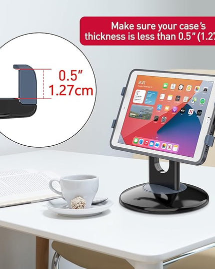 AboveTEK Retail Kiosk iPad Stand, 360° Rotating Commercial POS Tablet Stand, Fits 6"-13" (Screens) iPad mini Pro-Business Swivel Tablet Holder, for Store Office Reception Kitchen Desktop (Black)