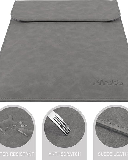 Allinside 13-13.3 inch Laptop Sleeve Case for MacBook Pro 14 2021–2024 (A2918, A2992, A3112, A3401, A3185)/MacBook Air 13 2010-2017/MacBook Pro 13 2010-2015, PU Suede Leather Laptop Case Cover, Gray