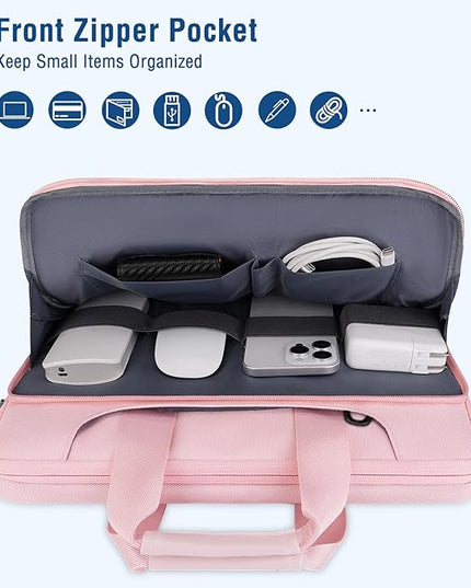 MOSISO 360 Protective Laptop Shoulder Bag Compatible with MacBook Air 15 M4 A3241 M3 A3114 M2 A2941/Pro 16 inch M4 M3 M2 M1, 15-15.6 inch Notebook,Matching Color Sleeve with Belt, Pink