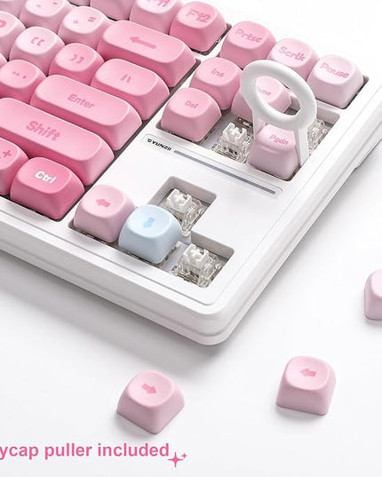 YUNZII 140 Keys MOA Keycaps, Dye-Sublimation PBT Custom Keycap Set for MOA Profile, Cute Pink Gradient Keycap for MX Switches Mechanical Gaming Keyboard(Pink)
