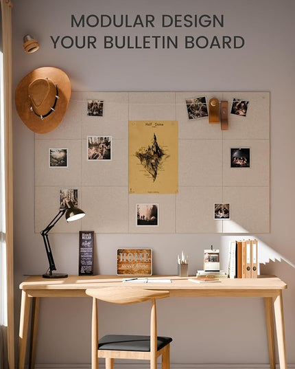 Fluxynara Large Felt Bulletin Board 36" x 24" Cork Board Alternative-6 Pack with 40 Safe Removable Adhesive Tabs, Cork Boards for Walls Cork Board for Home Office Classroom Pin Board - Oatmeal