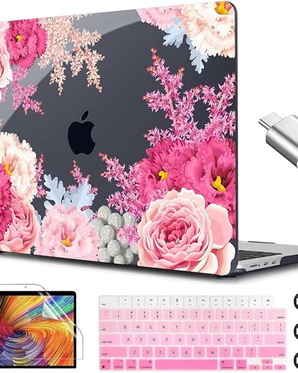 CISSOOK Laptop Cover, Hard Shell Case with Keyboard Cover for MacBook Air 13.6 inch M3 A3113 & M2 A2681, Gorgeous Flowers