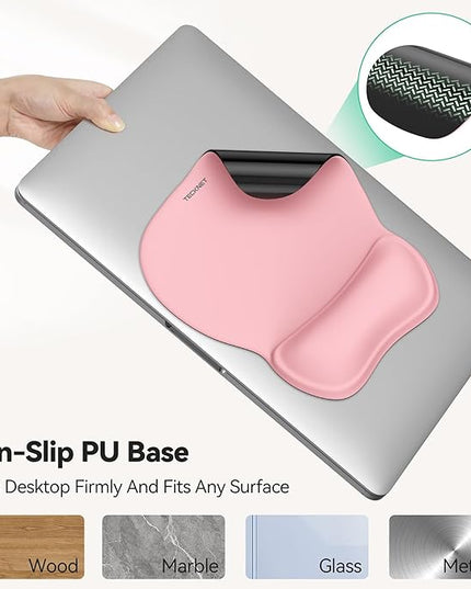 TECKNET Gel Mouse Pad with Wrist Rest, Ergonomic Office Mousepad with Wrist Support - Non-Slip & Smooth Surface Comfortable Desk Accessories Mat for Office, Gaming and Study - Pink