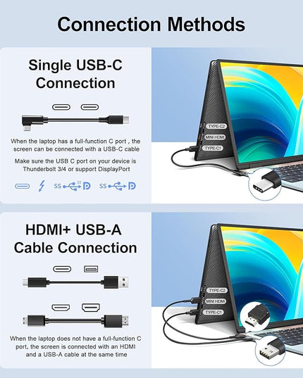 Cevaton Laptop Screen Extender, 14" FHD 1080P Portable Monitor for Laptop, Plug & Play Screen Extender, Auto Adjust Width Dual Monitor for 13" - 17" Laptops, Compatible for MacOS/Wins/Chrome/Dex