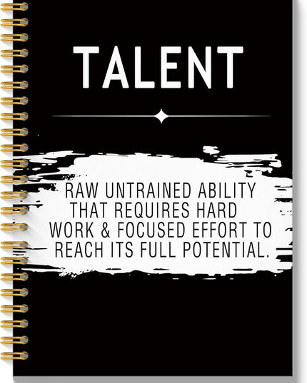 Talent Motivational Notebook Journal, Inspirational Office Notebooks for Work, Motivational Office Gifts for Women Men Coworker, Black Hardcover Spiral Notebook 5.5x8.3