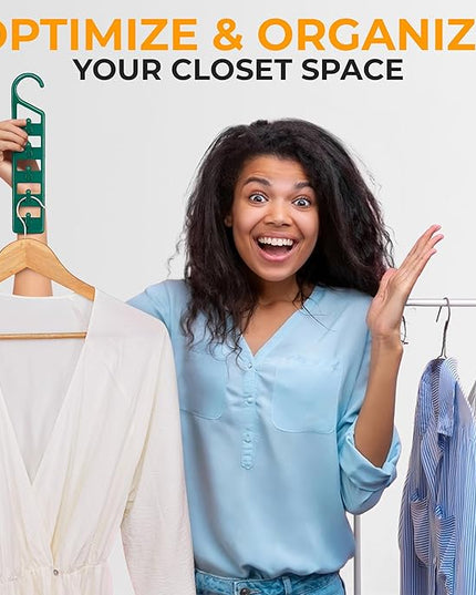 CraftyCrocodile Space Saving Hangers for Clothes - 8 in Pack, Heavy Duty Plastic, Multi Closet Space Savers for Shirts, Pants, Jeans, Sweaters - Hanger Organizer Space Saver