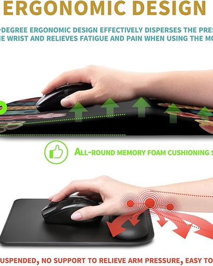 Hokafenle Ergonomic Mouse Pad Wrist Support with Massage Design, Wrist Rest Pain Relief Mousepad with Memory Foam&Non-Slip PU Base, Mouse Pads for Wireless Mouse & Desk (12x8 inch,Paw)