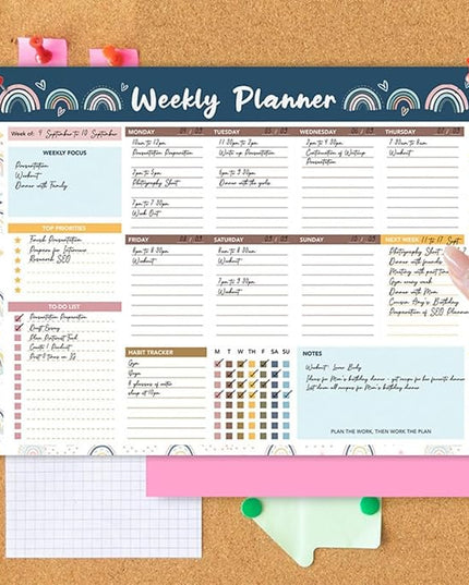 RSORGN Weekly Planner, 52 Pages Undated Daily List Schedule Notebook Time Management Memo Pad for Office, Home Planning & School Scheduling (Pattern-D)