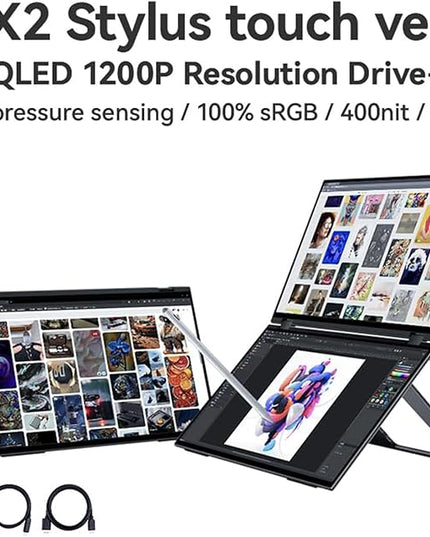 EHOMEWEI Dual Stacked Monitor 16"*2 Laptop Expansion Screens 2560 * 1600 * 2 60Hz 100DCI-P3 HDR for Windows MacOS X2 Pro