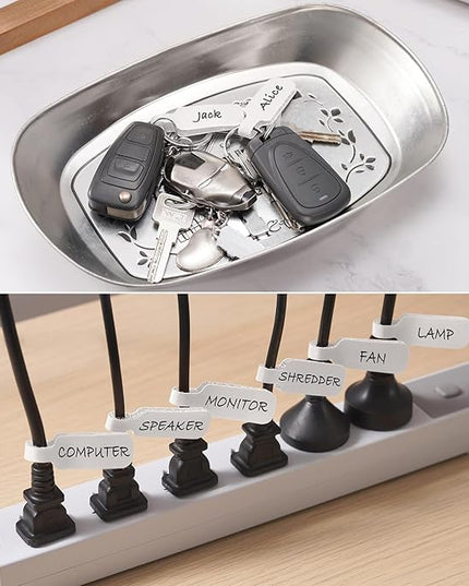 Trilancer Reusable Cable Cord Wire Labels, Easy to Write on, Hook&Loop Closure, for Organizing and Identification, Cable Tags, Multiple Uses - 35PCS(White)