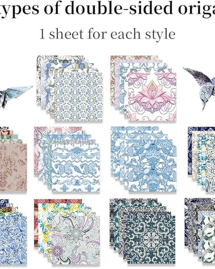 Square Origami Paper 6x6 Double Sided 50 Sheets 50 Colors 70GSM Origami Kit Japanese Chiyo Easy Fold Arts Crafts DIY Handwork Baroque