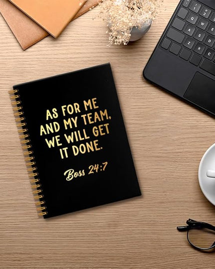 Msticey As For Me And My Team We Will Get It Done 160 Blank Pages Gold Foil Hardcover Spiral Notebook, Appreciation Gifts for Women Manager Supervisor Leader Coworker Colleague, Funny Boss Day Gifts
