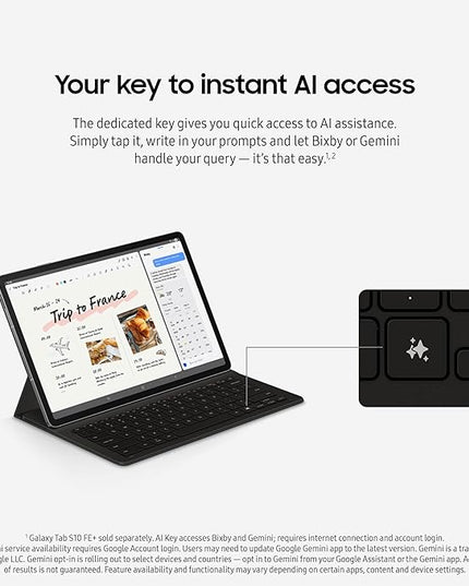 SAMSUNG Galaxy Tab S10 FE+ 13.1” 256GB WiFi Android Tablet + Book Cover Keyboard Slim, Long Battery Life, Powerful Processor, S Pen, US Version, 2025, 2 Yr Manufacturer Warranty, Silver