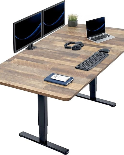 VIVO Electric 71 x 36 in Dual Motor Sit Stand Desk, Memory Height Adjustment, 2B Series, Reclaimed Wood Top Black Frame, DESK-KIT-2B7P-36