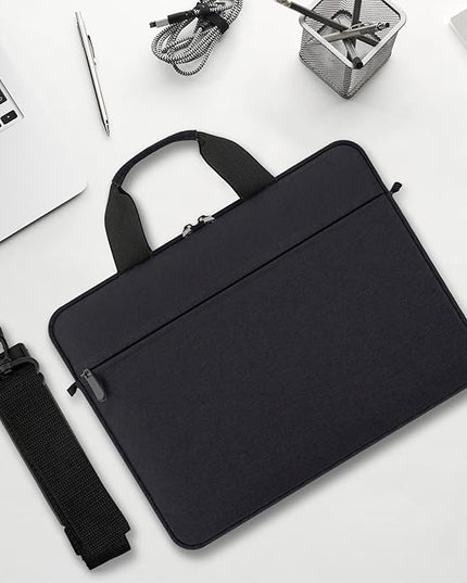 Laptop Case Shoulder Bag for 15.6 Inch Laptop Computer Chromebook, 16 Inch MacBook Pro A2485 A2141 A2780 A3403 A3186, Protective Polyester Computer Portable Bag Briefcase with Handle, Black