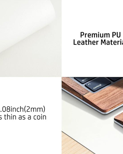 Aothia Leather Desk Pad Protector, Mouse Pad, Office Desk Mat, Non-Slip PU Leather Desk Blotter, Laptop Desk Pad, Waterproof Desk Writing Pad for Office and Home (23.6" x 13.7", Off-White)