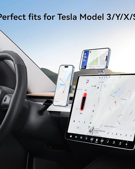 Magnetic Phone Holder for Laptop for MagSafe for iPhone 17/16/15/14/13/12 & All Phones, 180°Adjustable Phone Side Mount for Computer Monitor for Tesla, Desktop Cell Phone Bracket, Gray