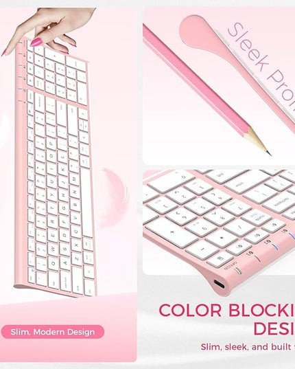 iClever BK10 Bluetooth Keyboard, Wireless Rechargeable Ultra-Slim Keyboard with Long Battery Life, Compatible with iOS, Android, Windows, Mac for iPad, Tablet, Laptop, PC, Phone