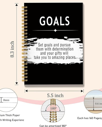 Goals Quotes Motivational Notebook Journal, Inspirational Office Notebook for Work, Motivational Gifts for Women Men, Gifts for Office Coworkers, Hardcover Spiral Notebooks 5.5x8.3