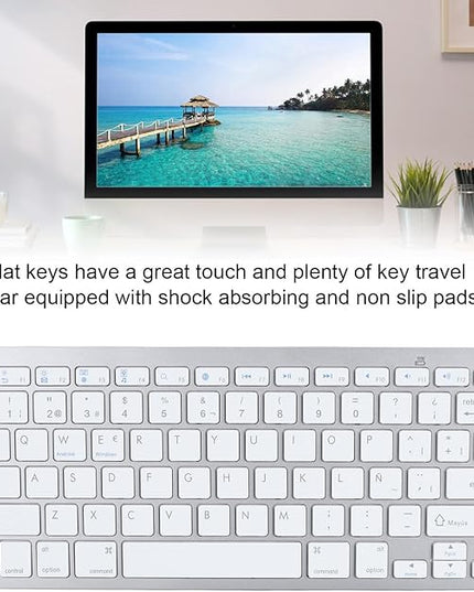 SENECESLI German French Spanish Italian English Bilingual Keyboard, Ultra Slim Wireless Bluetooth Keyboard, Travel Portable for Tablets Laptops Phones (Spanish QWETZ Layout)