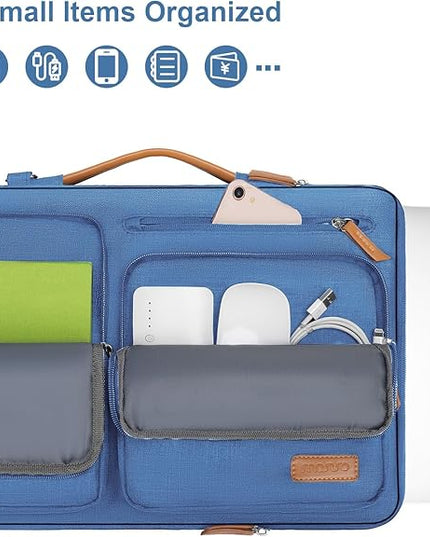 MOSISO 360 Protective Laptop Shoulder Bag,15-15.6 inch Computer Bags Compatible with MacBook Pro 16 inch, HP, Dell, Lenovo, Asus Notebook,Side Open Messenger Bag with 4 Zipper Pockets, Cadet Blue
