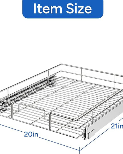 ROOMTEC Pull Out Cabinet Organizer, Cabinet Pull Out Shelves 20" W x 21" D, Heavy Duty Cabinet Drawers Slide Out Kitchen Cabinet Organizers Storage Shelf
