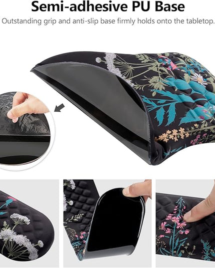 Mouse Pad Wrist Support, Laokiiy 2 in1 Keyboard Wrist Rest+ Ergonomic Mouse Pad, Non-Slip Wrist Rest for Computer Keyboard, Made Easy Typing & Relieve Wrist Pain(Flower)