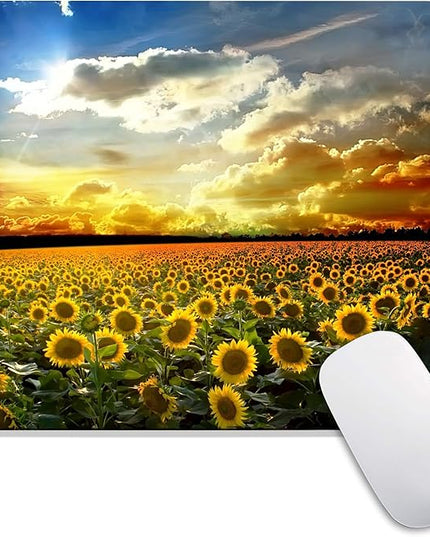 Square Mouse Pad Sunflower, Personalized Premium-Textured Custom Mouse Mat Design, Washable Mousepad Cloth, Non-Slip Rubber Base Computer Mouse Pads for Wireless Mouse